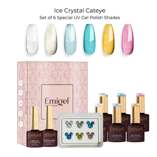 Emigel - Set of 6- Ice Crystal Cat Eye UV Gel Polish
