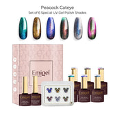 Emigel - Set of 6- Peacock Cateye UV Gel Polish