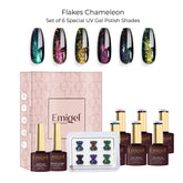 Emigel - Set of 6- Flake Chameleon UV Gel Polish