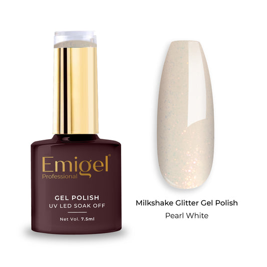 Emigel - Milkshake Glitter Gel Polish - 005 - Pearl White