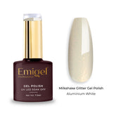 Emigel - Milkshake Glitter Gel Polish - 007 - Aluminium White