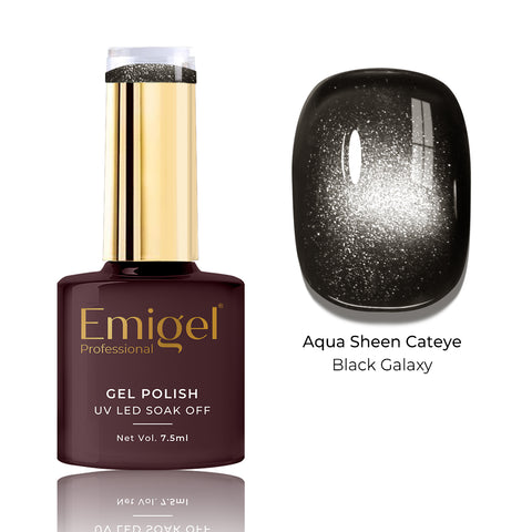 Special Gel Polish- Aqua Sheen Cateye  -015-Black Galaxy