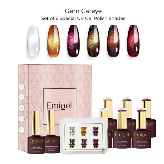 Emigel - Set of 6- Gem Cateye UV Gel Polish