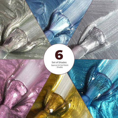 Emigel - Set of 6-  Ice Crystal Cat Eye UV Gel Polish