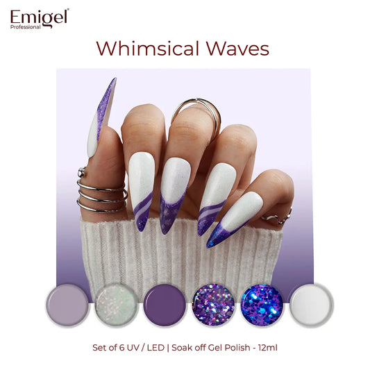 Whimsical Waves  - Set of 6 UV LED Gel Polish + Free Top Coat - Glossy 15 ML