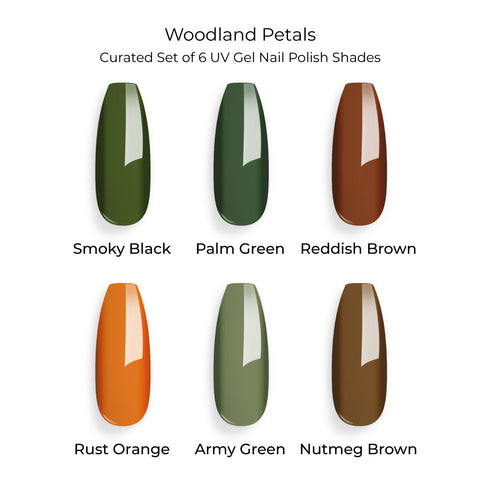 Woodland Petals  - Set of 6 UV LED Gel Polish + Free Top Coat - Glossy 15 ML