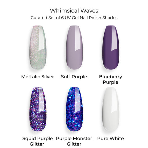 Whimsical Waves  - Set of 6 UV LED Gel Polish + Free Top Coat - Glossy 15 ML