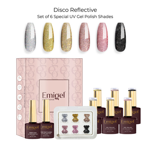 Emigel - Set of 6- Disco Reflective  UV Gel Polish