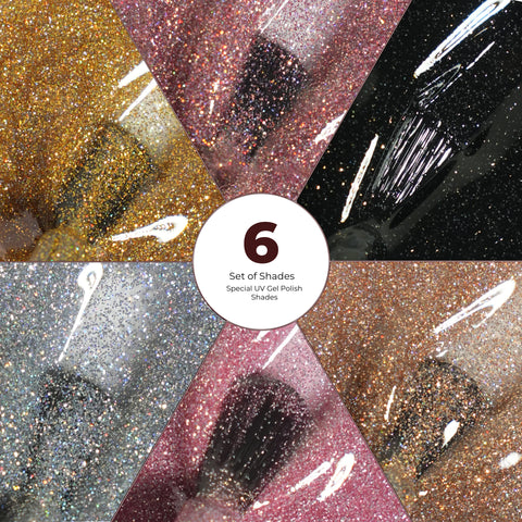 Emigel - Set of 6- Disco Reflective  UV Gel Polish