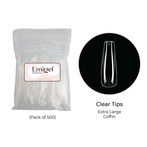 Emigel - Nail Tips - Clear - Coffin - Extra Large