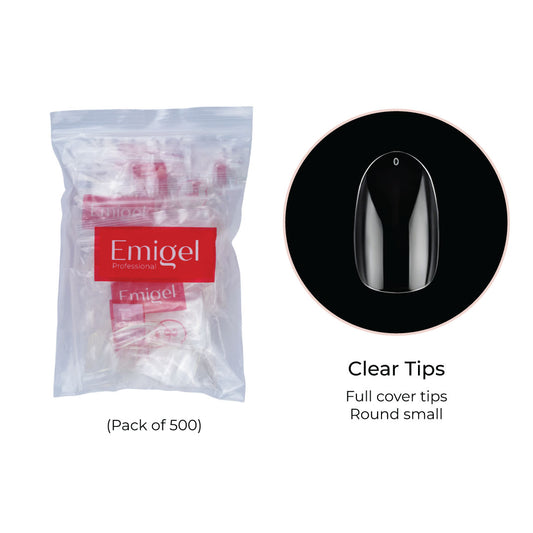 Emigel - Nail Tips - Clear - Round Small - Full Cover