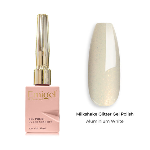 Emigel - Milkshake Glitter Gel Polish - 007 - Aluminium White