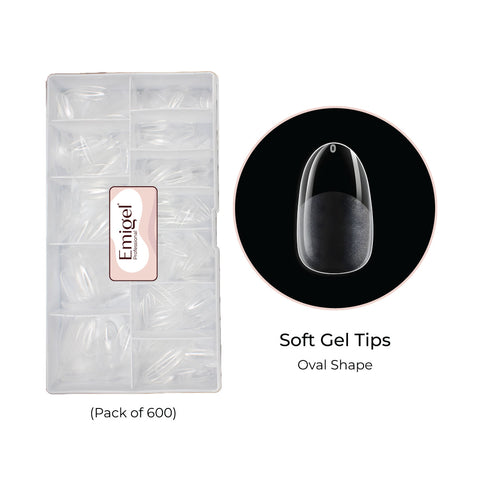 Emigel - Soft Gel Nail Tips - Oval Shape - Pack of 600 Pcs