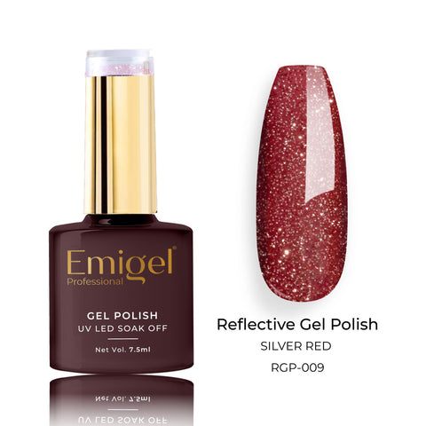 Emigel - Reflective Gel Polish - 009 - SILVER RED