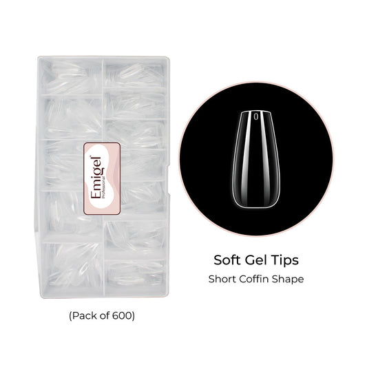 Emigel - Soft Gel Nail Tips - Coffin Shape - Pack of 600 Pcs