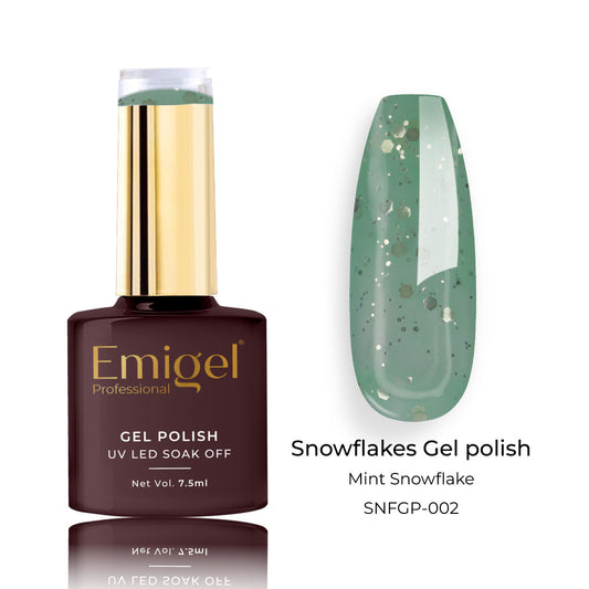 Emigel - Snowflakes Gel Polish - MINT SNOWFLAKE - 002 1080