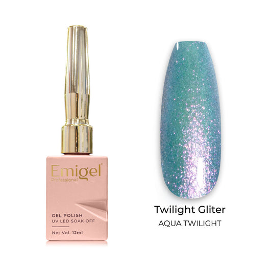 Emigel - Twilight Glitter Gel Polish - 004- AQUA TWILIGHT