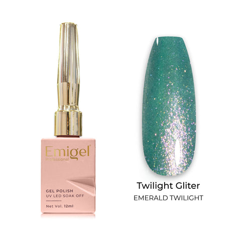 Emigel - Twilight Glitter Gel Polish - 002 - EMERALD TWILIGHT