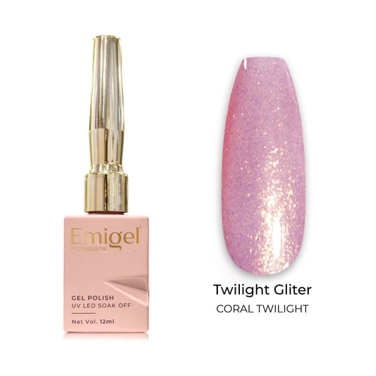 Emigel - Twilight Glitter Gel Polish - 005 - CORAL TWILIGHT