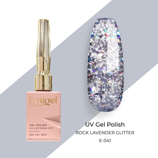 Emigel - UV Gel Polish - ROCK LAVENDER GLITTER - E041