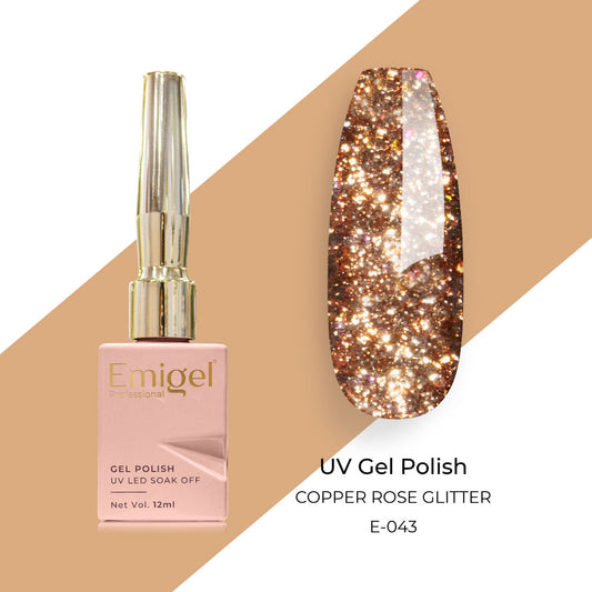 Emigel - UV Gel Polish - COPPER ROSE GLITTER - E043