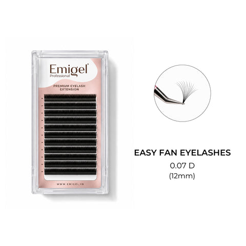 Emigel - Eye Lash Extension Box - Easy Fan Lashes D Curl - 12mm