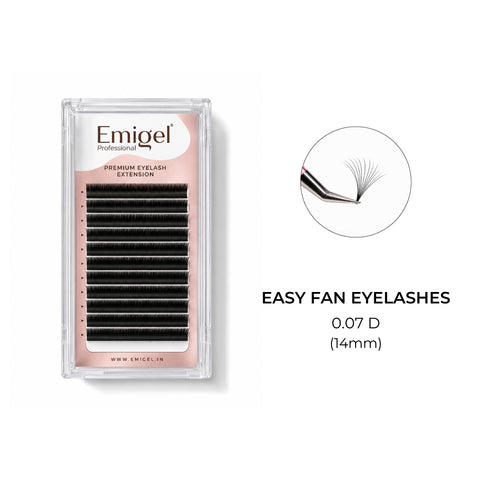 Emigel - Eye Lash Extension Box - Easy Fan Lashes D Curl - 14mm