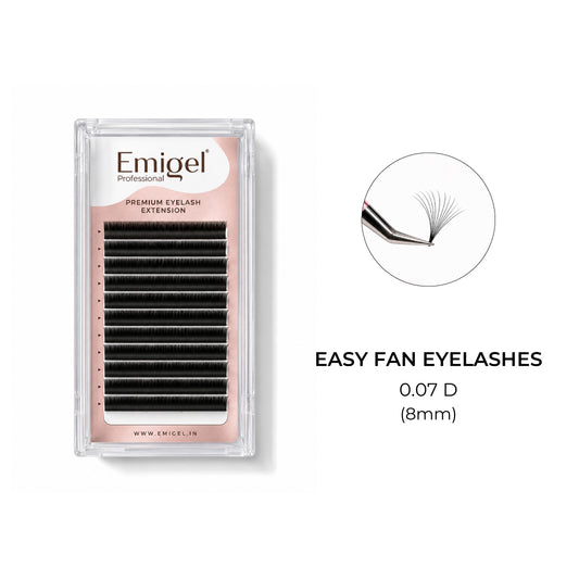 Emigel - Eye Lash Extension Box - Easy Fan Lashes D Curl - 8mm
