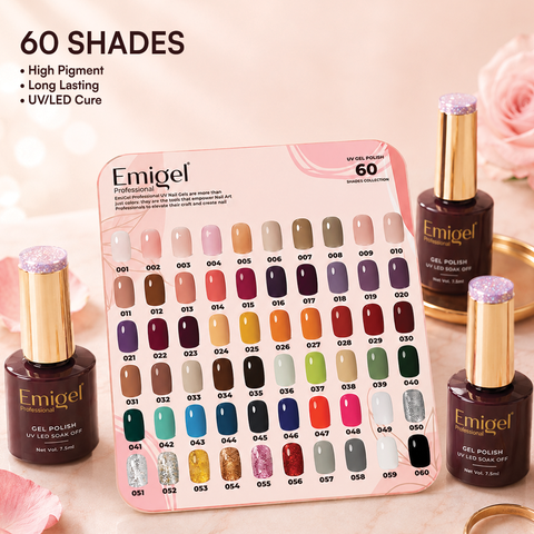 Emigel - Commercial Kit Set - 60 Shades Kit (7.5ML) 1Top Coat +1 Base Coat+Primer+Dehydrator+Top Coat Matte With Shade Card
