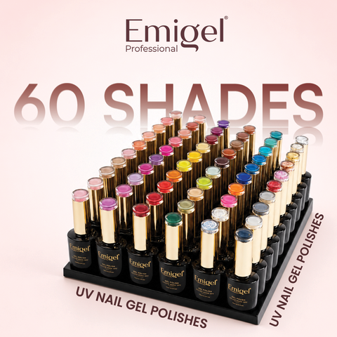 Emigel - Commercial Kit Set - 60 Shades Kit (7.5ML) 1Top Coat +1 Base Coat+Primer+Dehydrator+Top Coat Matte With Shade Card