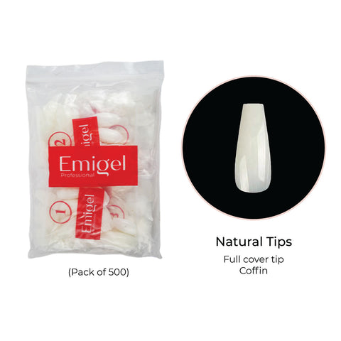 Emigel - Nail Tips - Nail Extension Essentials - Natural - 9M No (Pack of 500 Pcs)