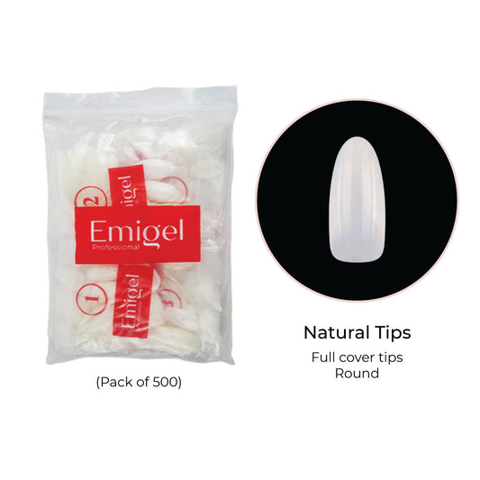 Emigel - Nail Tips - Nail Extension Essentials - Natural - 7 No (Pack of 500 Pcs)