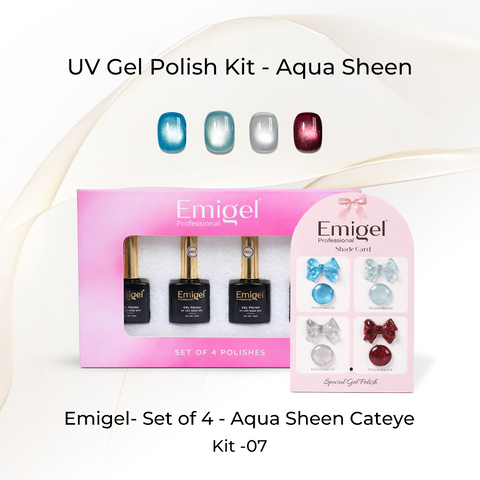 Emigel - Set of 4 - Aqua Sheen Gel Polish Kit - 07