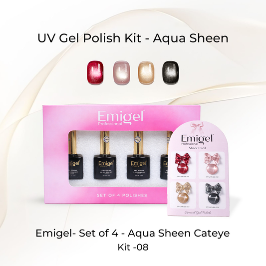 Emigel - Set of 4 - Aqua Sheen Cateye Polish Kit - 08