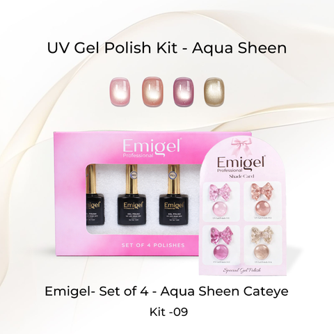 Emigel - Set of 4 - Aqua Sheen Cateye Gel Polish Kit - 09